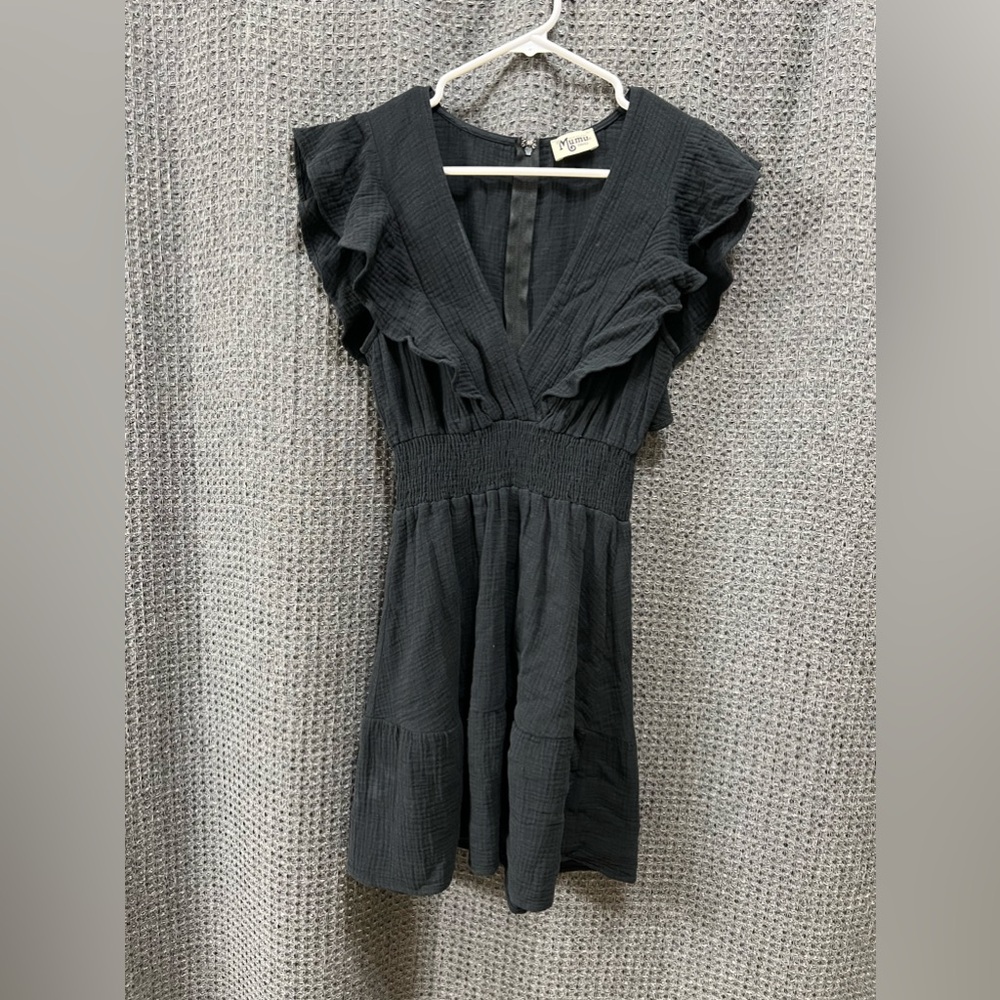Show Me Your MuMu 100% Cotton Gauze Black Dress Size Small